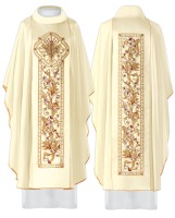 Chasuble blanche brodée vignes et blés