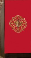 Voile de lutrin rouge brodé IHS