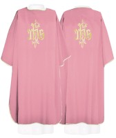 Dalmatique IHS brodée rose