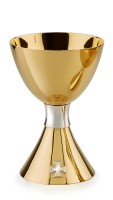 Calice litugique contemporain, croix argenté