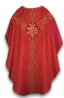 Chasuble rouge brodée emblème IHS