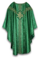 Chasuble verte brodée emblème IHS