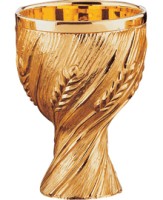 Calice doré contemporain orné d'épis de blé