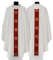 Chasuble blanche Croix de Jérusalem