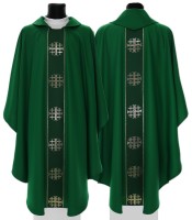 Chasuble verte Croix de Jérusalem